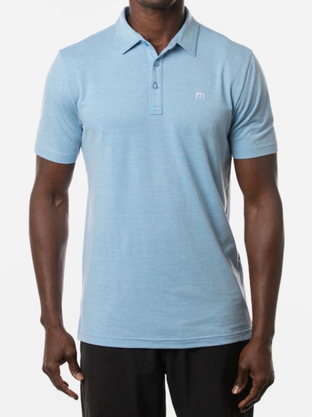 Travis Mathew The Heater Polo in Heritage Blue Striped Cotton Blend Size Large